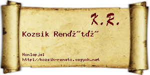 Kozsik Renátó névjegykártya